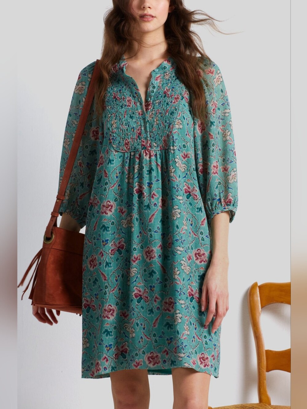 Gerard Darel | Smocked Floral Print Dress